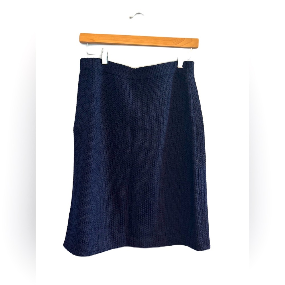 St. John Caviar Navy Wool Blend Pencil Skirt Size 8